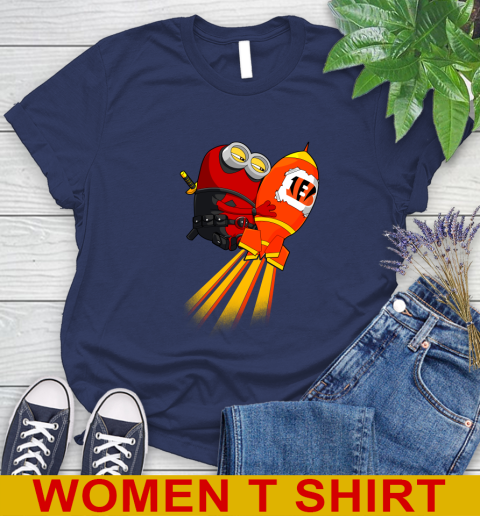 NFL Football Cincinnati Bengals Deadpool Minion Marvel Shirt Women's T-Shirt 12