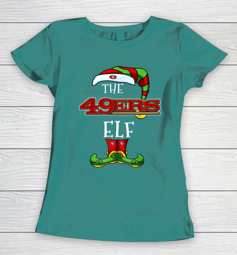 San Francisco 49ers Christmas ELF Funny NFL Women's T-Shirt 10