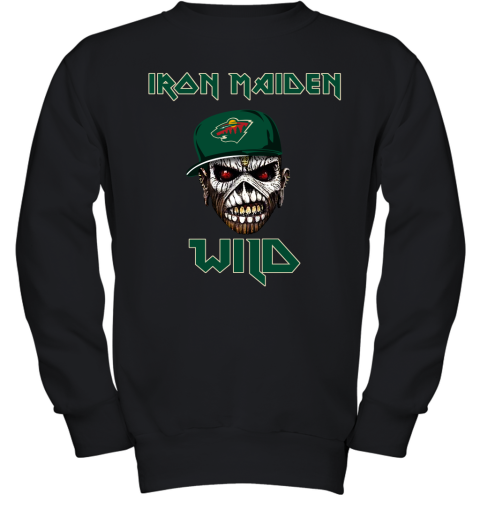 NHL Minnesota Wild Iron Maiden Rock Band Music Hockey Sports SRwwQHuuQ8x youth sweatshirt 47 95 151514 front black