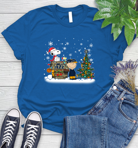 Utah Jazz NBA Basketball Christmas The Peanuts Movie Snoopy Championship Women's T-Shirt 12