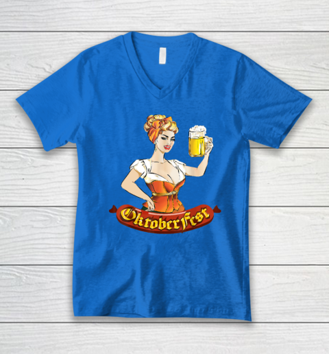 Barmaid Oktoberfest Dirndl Bratwurst German Woman Costume T Shirt V-Neck T-Shirt 4