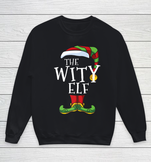 Witty Elf Family Matching Christmas Group Funny Pajama Youth Sweatshirt