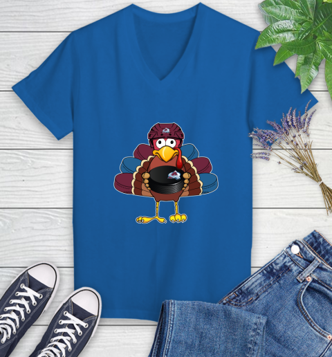 Colorado Avalanche Turkey Thanksgiving Day Women's V-Neck T-Shirt 10