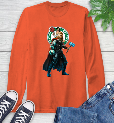 NBA Thor Avengers Endgame Basketball Boston Celtics Long Sleeve T-Shirt 5
