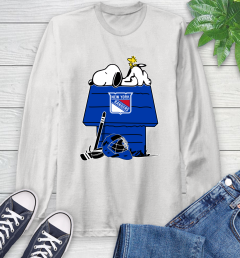 New York Rangers NHL Hockey Snoopy Woodstock The Peanuts Movie Long Sleeve T-Shirt