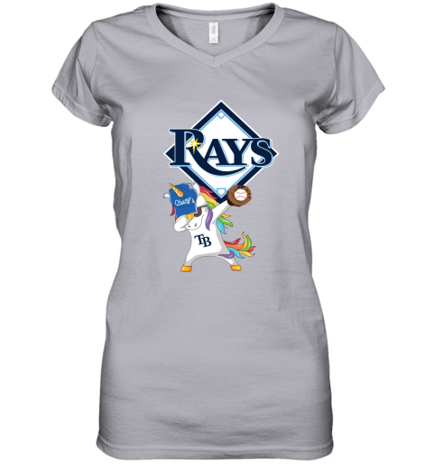 Hip Hop Dabbing Unicorn Flippin Love Tampa Bay Rays Women's V-Neck T-Shirt