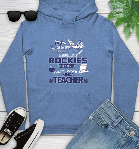 Colorado Rockies MLB I'm A Difference Making Student Caring Baseball Loving Kinda Teacher Youth Hoodie - Image 14