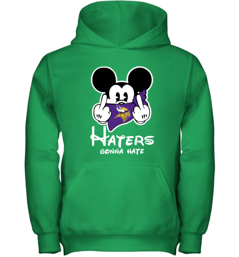 NFL Minnesota Vikings Haters Gonna Hate Mickey Mouse Disney Football T Shirt IoWrZLMAV98 youth hoodie 43 95 151514 front irish green