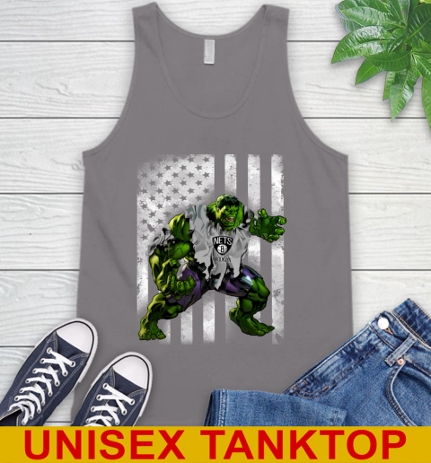 Brooklyn Nets Hulk Marvel Avengers NBA Basketball American Flag Tank Top - Image 7