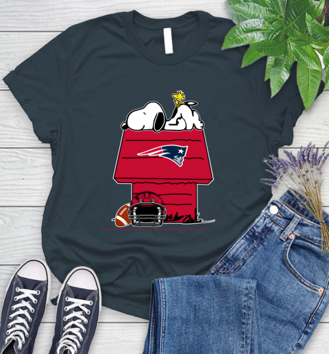 New England Patriots NFL Football Snoopy Woodstock The Peanuts Movie Women's T-Shirt 8