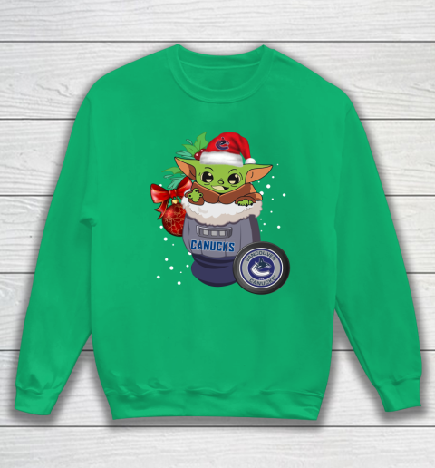 Vancouver Canucks Christmas Baby Yoda Star Wars Funny Happy NHL Sweatshirt 6