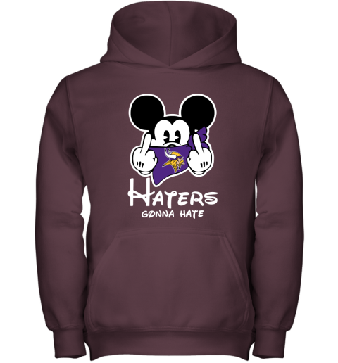 NFL Minnesota Vikings Haters Gonna Hate Mickey Mouse Disney Football T Shirt IoWrZLMAV98 youth hoodie 43 95 151514 front maroon