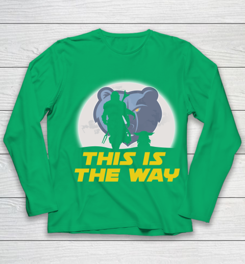 Memphis Grizzlies NBA Basketball Star Wars Yoda And Mandalorian This Is The Way Youth Long Sleeve 4