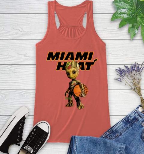 Miami Heat NBA Basketball Groot Marvel Guardians Of The Galaxy Racerback Tank 4