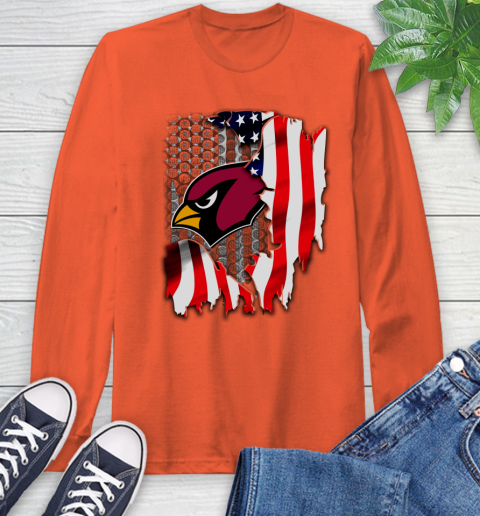 Arizona Cardinals NFL Football American Flag Long Sleeve T-Shirt - Image 5