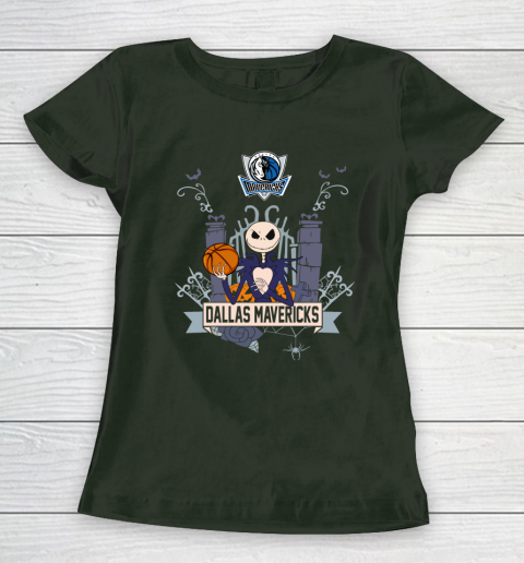 NBA Dallas Mavericks Basketball Jack Skellington Halloween Women's T-Shirt 4