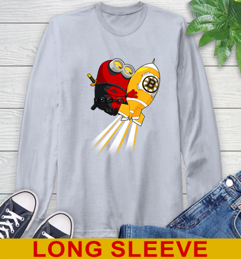 NHL Hockey Boston Bruins Deadpool Minion Marvel Shirt Long Sleeve T-Shirt 6