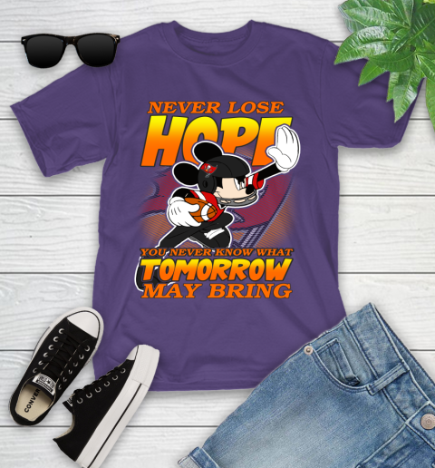 Tampa Bay Buccaneers NFL Football Mickey Disney Never Lose Hope Youth T-Shirt 3