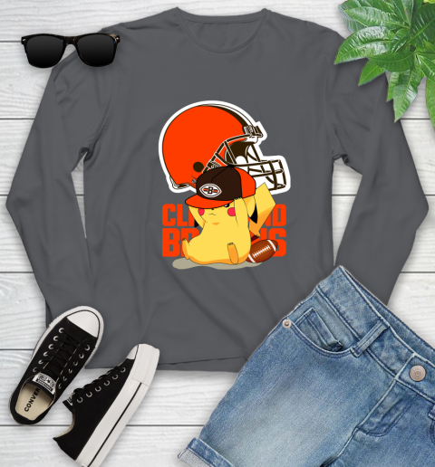 NFL Pikachu Football Sports Cleveland Browns Youth Long Sleeve 8