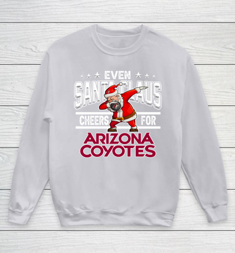 Arizona Coyotes Even Santa Claus Cheers For Christmas NHL Youth Sweatshirt 3