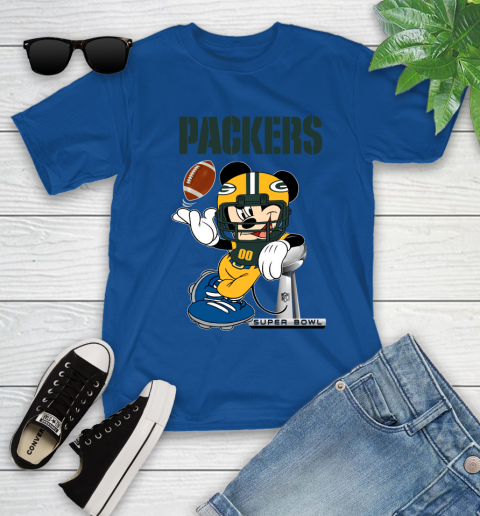 NFL Green Bay Packers Mickey Mouse Disney Super Bowl Football T Shirt Youth T-Shirt 9