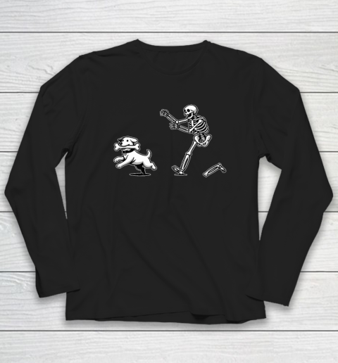 Halloween Dog, Funny Skeleton, Skeleton Chasing Dog Long Sleeve T-Shirt