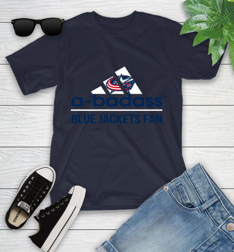 NHL A Badass Columbus Blue Jackets Fan Adidas Hockey Sports Youth T-Shirt 2