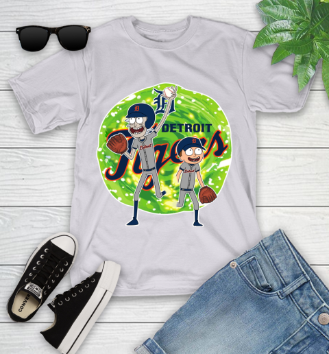 MLB Detroit Tigers Rick And Morty Baseball Sports Youth T-Shirt 4