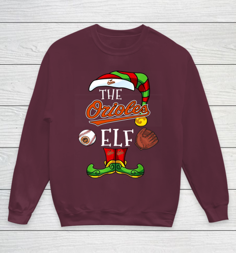 Baltimore Orioles Christmas ELF Funny MLB Youth Sweatshirt 4