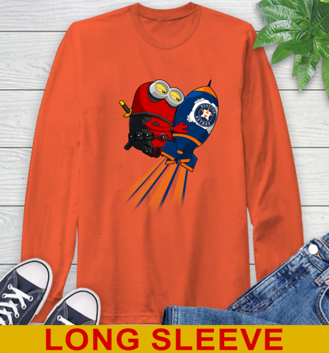 MLB Baseball Houston Astros Deadpool Minion Marvel Shirt Long Sleeve T-Shirt 4
