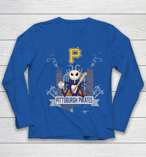 MLB Pittsburgh Pirates Baseball Jack Skellington Halloween Youth Long Sleeve 7