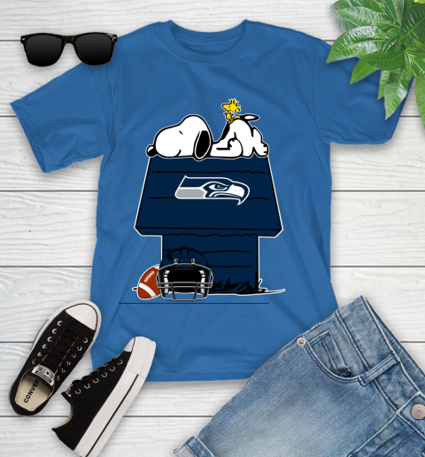 Seattle Seahawks NFL Football Snoopy Woodstock The Peanuts Movie Youth T-Shirt 9