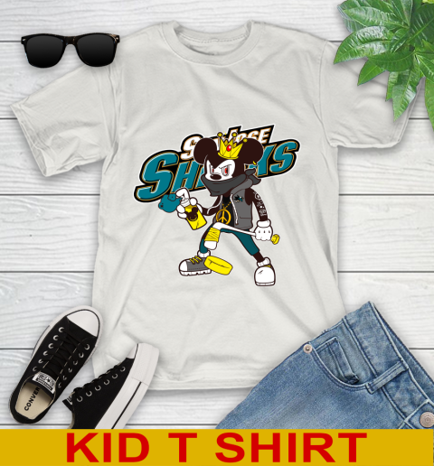 San Jose Sharks NHL Hockey Mickey Peace Sign Sports Youth T-Shirt 12