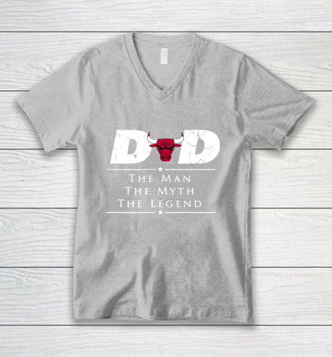 Chicago Bulls NBA Basketball Dad The Man The Myth The Legend V-Neck T-Shirt 3