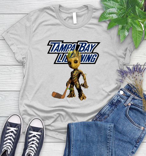 Tampa Bay Lightning NHL Hockey Groot Marvel Guardians Of The Galaxy Women's T-Shirt