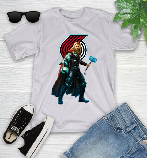 NBA Thor Avengers Endgame Basketball Portland Trail Blazers Youth T-Shirt 4