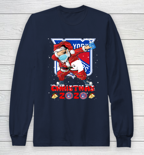 New York Rangers Funny Santa Claus Dabbing Christmas 2020 NHL Long Sleeve T-Shirt 2
