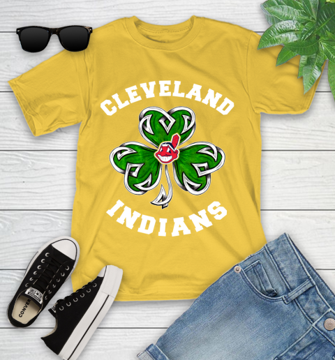 MLB Cleveland Indians Three Leaf Clover St Patrick's Day Baseball Sports Youth T-Shirt 10