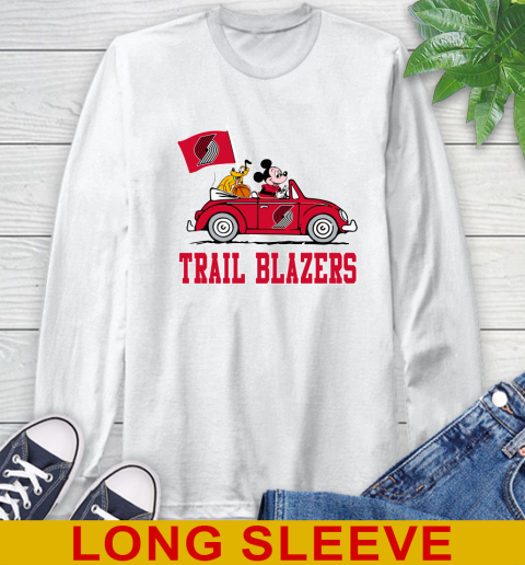 NBA Basketball Portland Trail Blazers Pluto Mickey Driving Disney Shirt Long Sleeve T-Shirt
