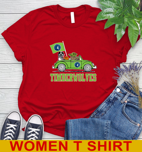 NBA Basketball Minnesota Timberwolves Darth Vader Baby Yoda Driving Star Wars Shirt Women's T-Shirt 10
