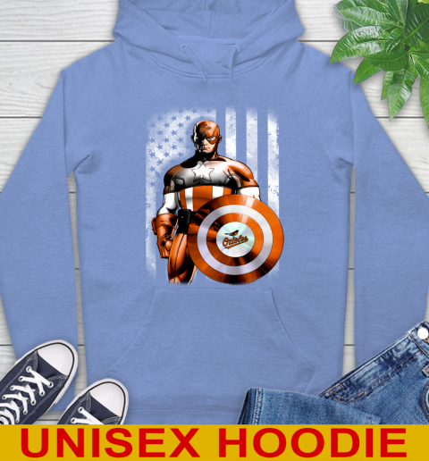 Baltimore Orioles MLB Baseball Captain America Marvel Avengers American Flag Shirt Hoodie 11