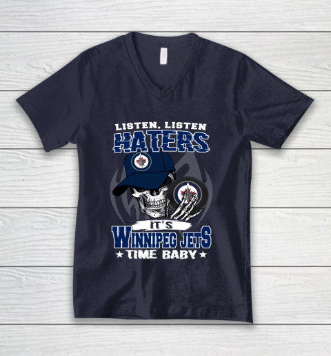Listen Haters It is JETS Time Baby NHL V-Neck T-Shirt 2