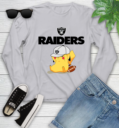 NFL Pikachu Football Sports Oakland Raiders Youth Long Sleeve 5