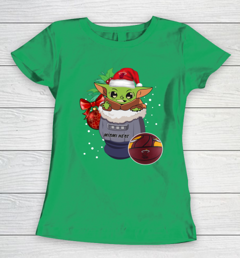 Miami Heat Christmas Baby Yoda Star Wars Funny Happy NBA Women's T-Shirt