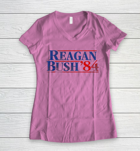Reagan Bush 84 Vintage Style Conservative Republican Women's V-Neck T-Shirt 8
