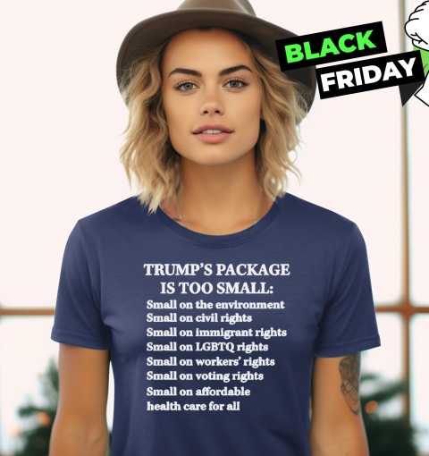 stlo trump too small print on front and back ladies t shirt 20 back heather navy