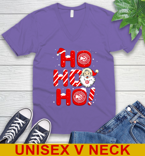 Atlanta Hawks NBA Basketball Ho Ho Ho Santa Claus Merry Christmas Shirt V-Neck T-Shirt 8