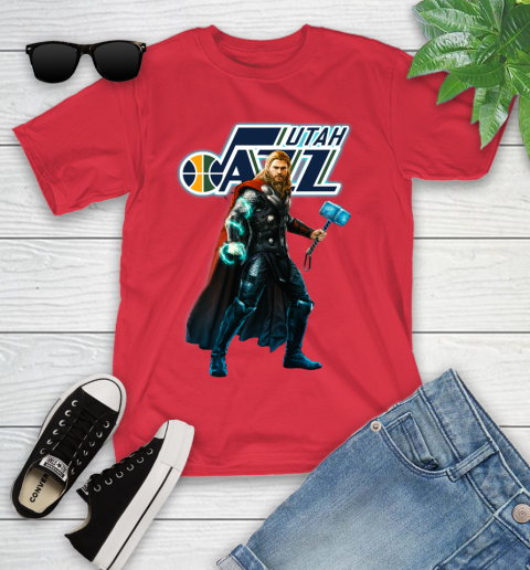 NBA Thor Avengers Endgame Basketball Utah Jazz Youth T-Shirt 10