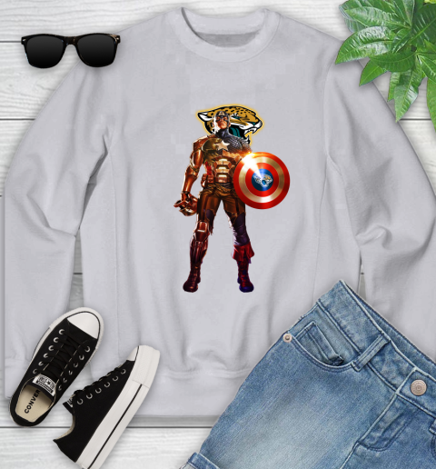 NFL Captain America Marvel Avengers Endgame Football Sports Jacksonville Jaguars Youth Sweatshirt 4