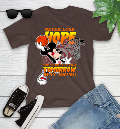 Atlanta Hawks NBA Basketball Mickey Disney Never Lose Hope Youth T-Shirt 7
